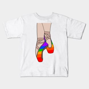 Rainbow pointe shoes Kids T-Shirt